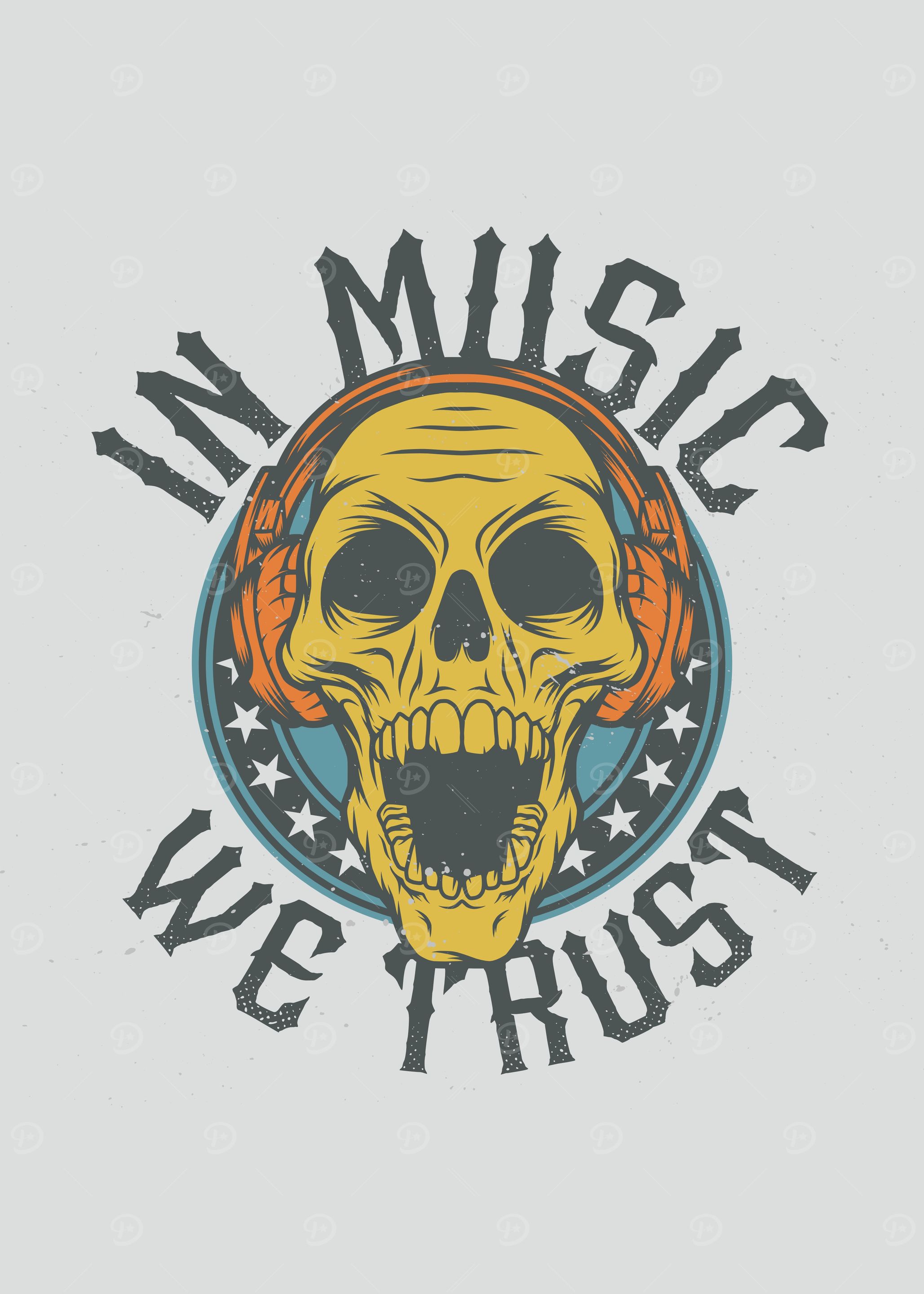 Skull with Headphones - In Music We Trust