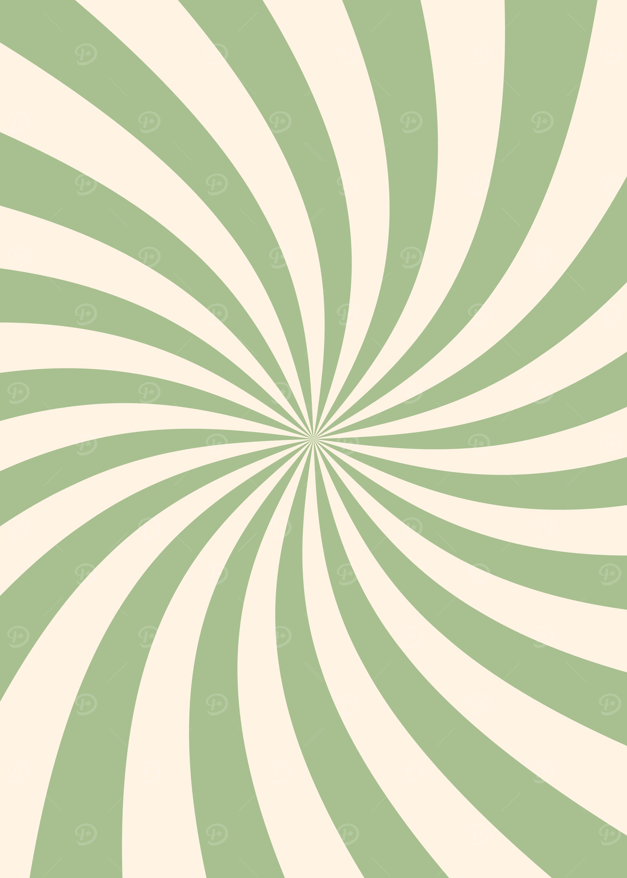 Retro Green and Cream Swirl Pattern