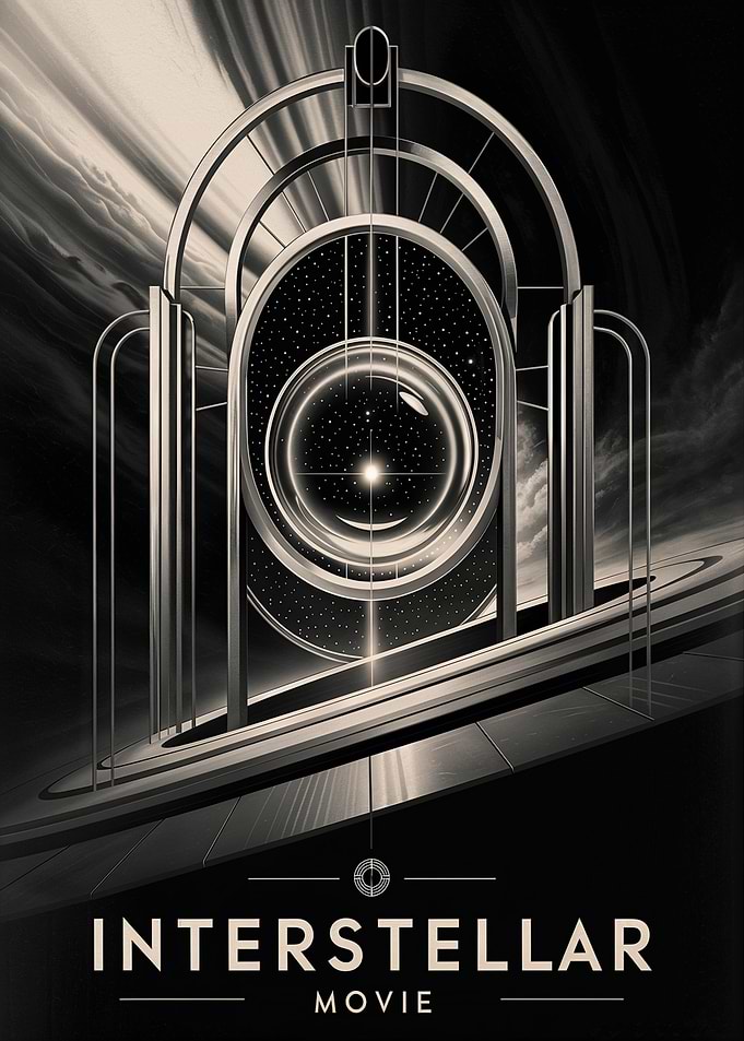 Interstellar Movie Poster Art Deco Style