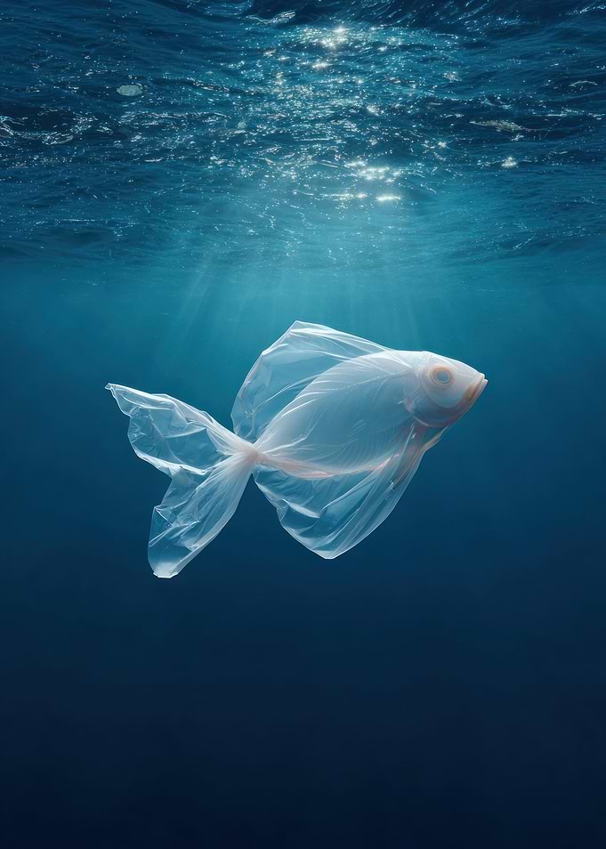 Plastic Bag Fish in Ocean