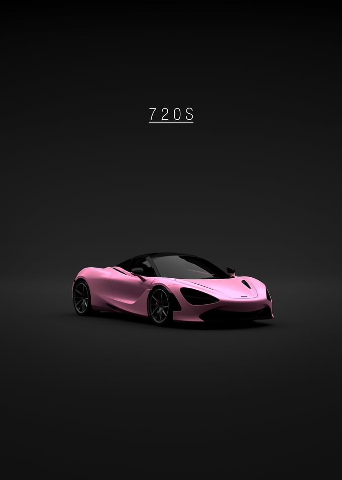 Pink McLaren 720S on Black Background