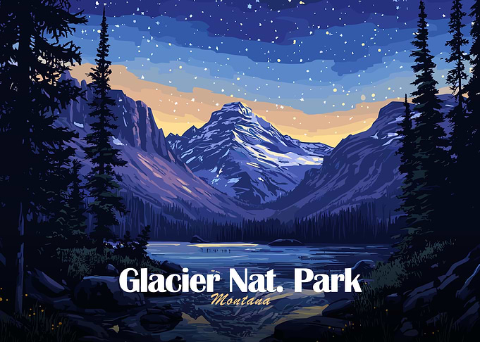 Glacier National Park Montana Landscape Art