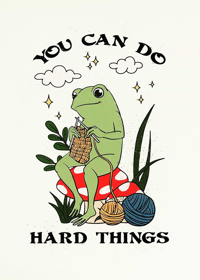 Frog Knitting on Mushroom - You Can