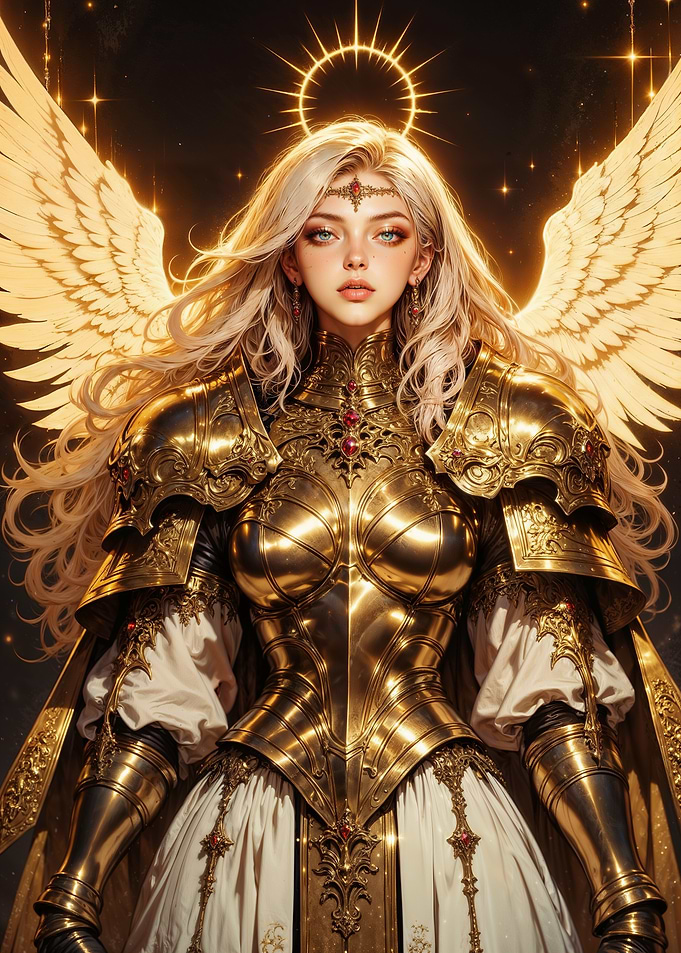 Golden Angel Warrior with Halo