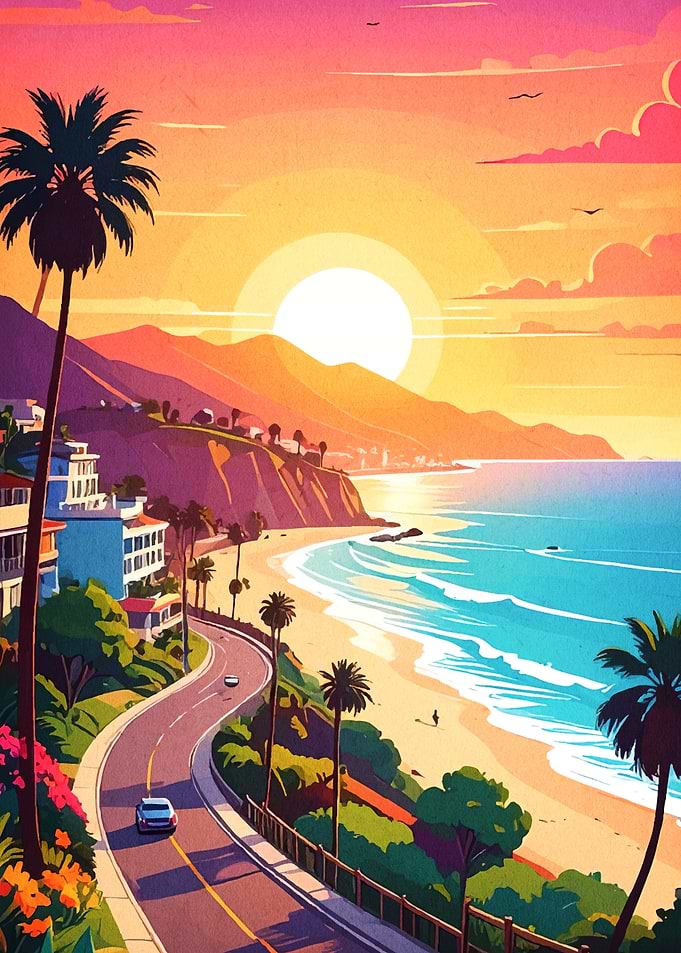 Coastal Road Sunset