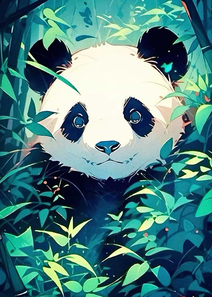 Panda in Bamboo Forest