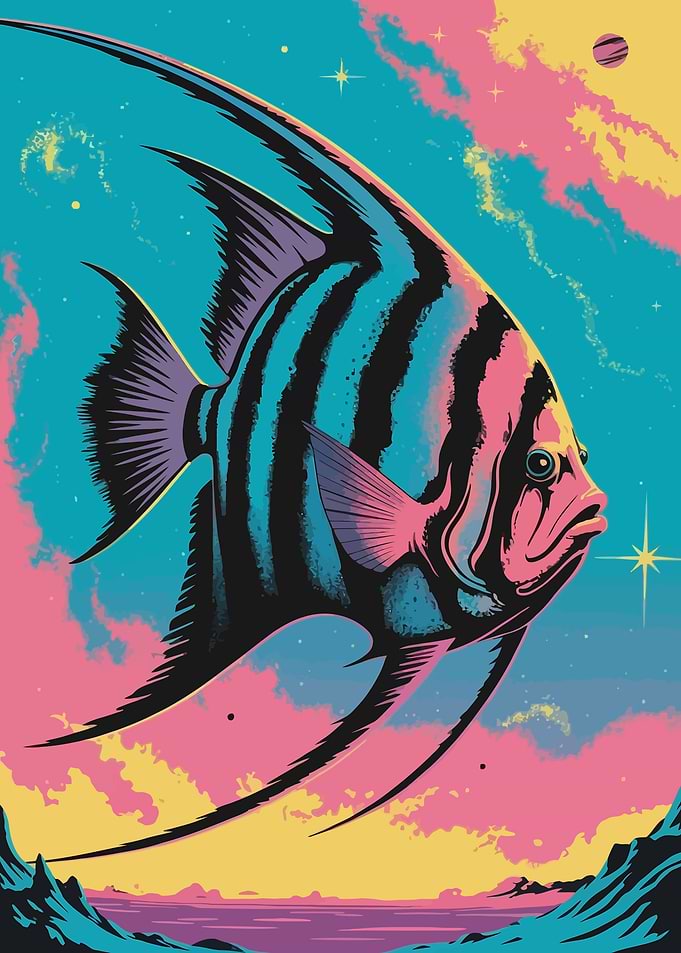 Psychedelic Angelfish in Space