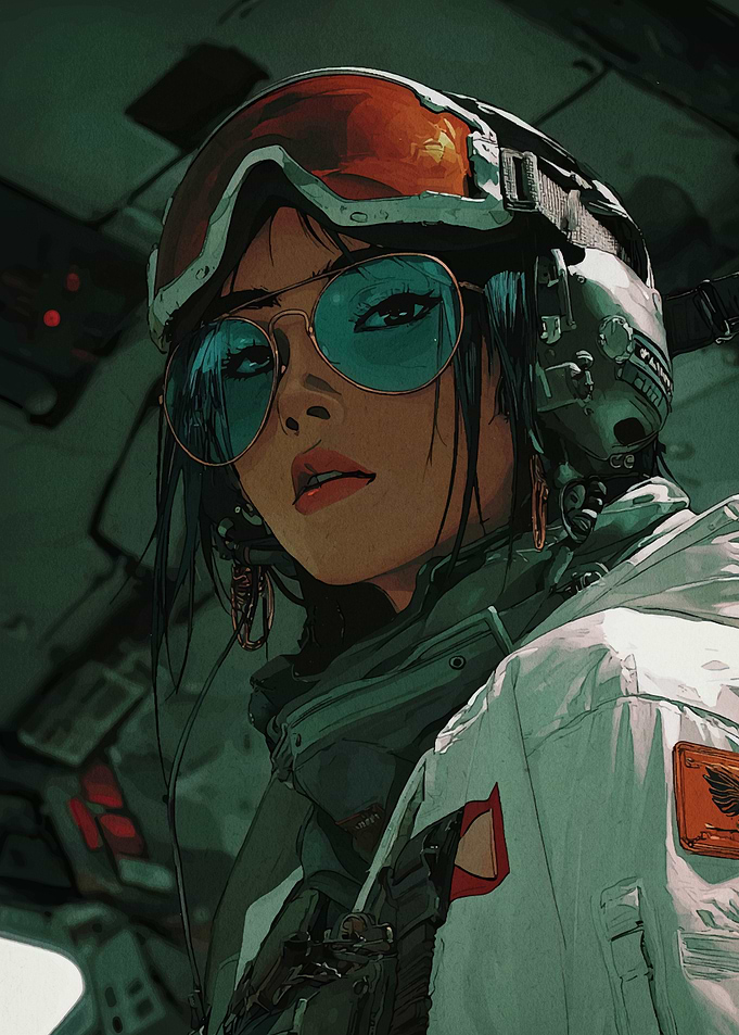 Female Pilot Portrait with Goggles