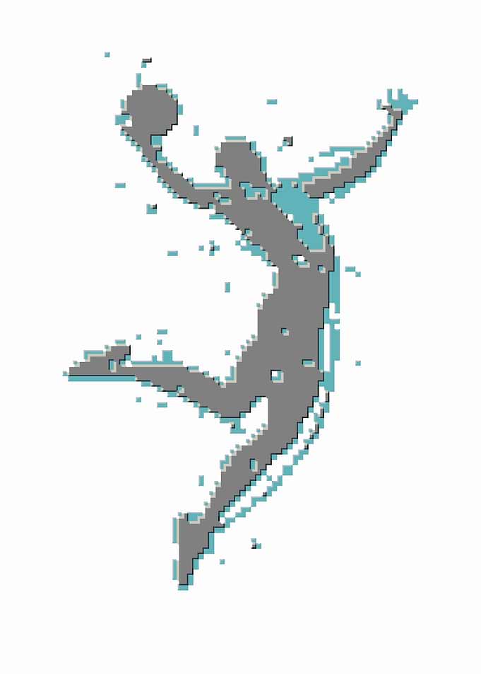 Pixelated Basketball Player Silhouette