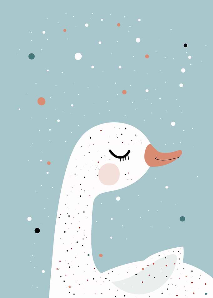 Cute Goose Illustration on Blue Background