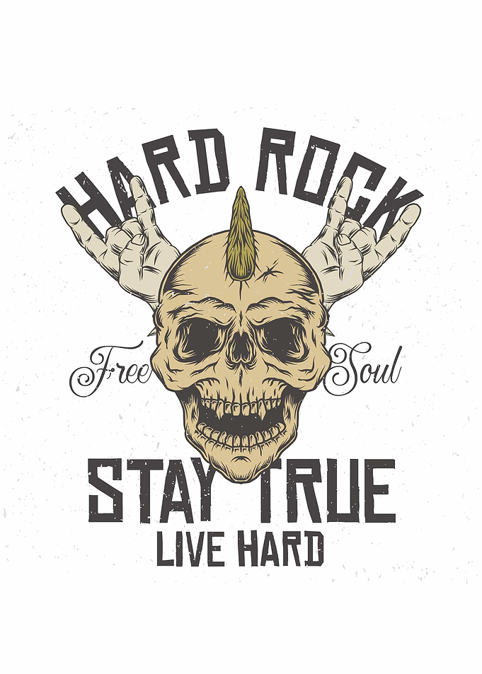 Hard Rock Skull with Horn and Hands