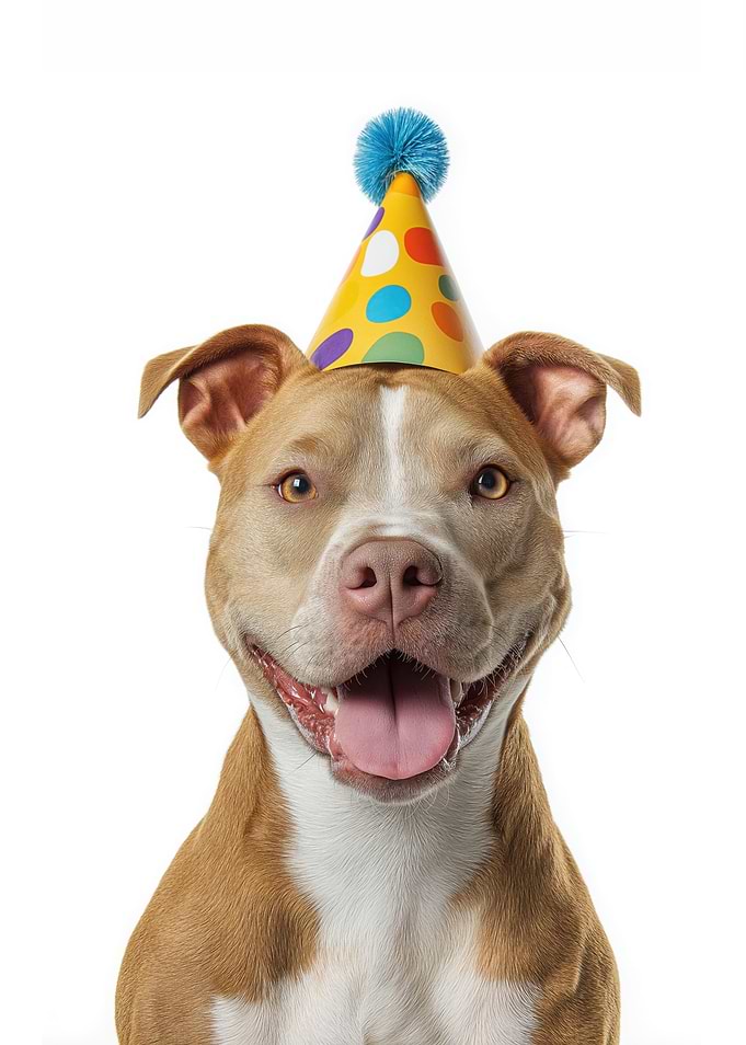 Pitbull dog with Party Hat