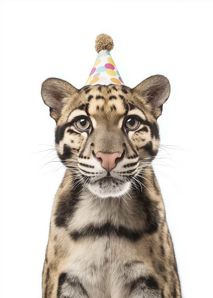 Clouded Leopard with Party Hat
