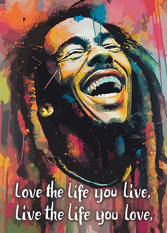 Bob Marley Colorful Portrait with Quote