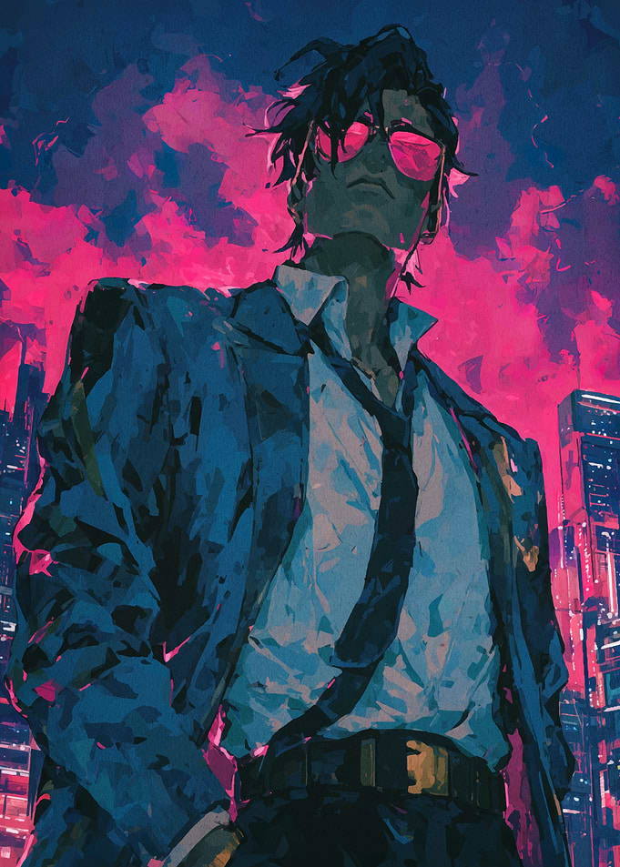 Stylish Man in Suit, Cityscape Backdrop
