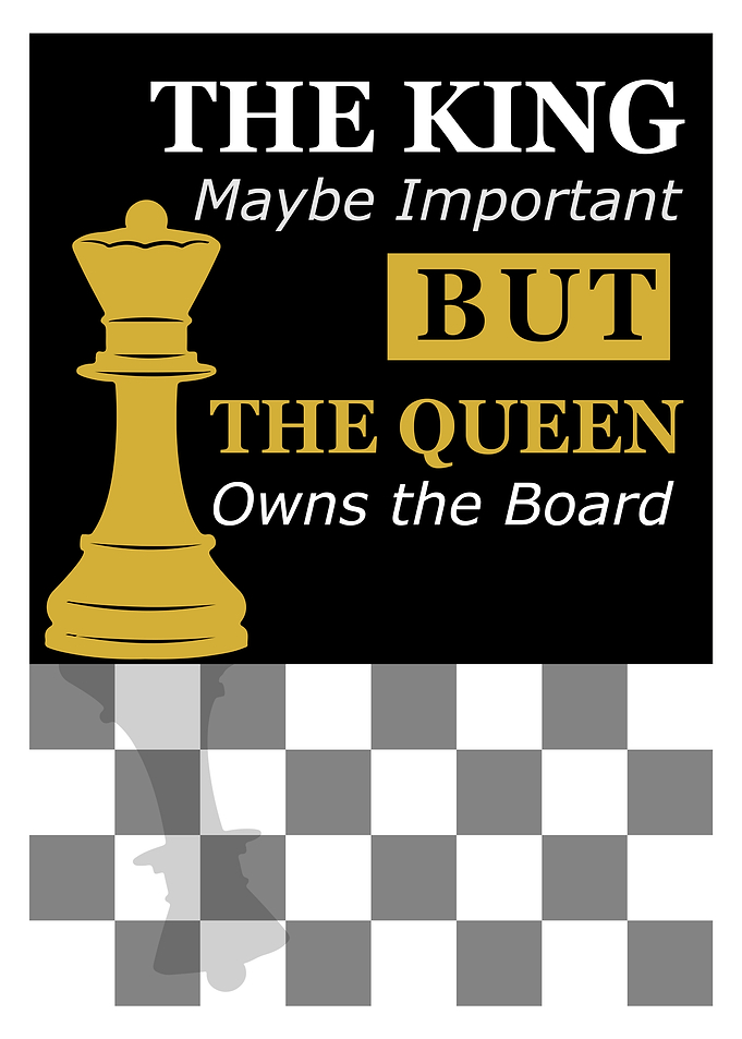 The Queen Owns the Board – Elegant Minimalist Chess Art