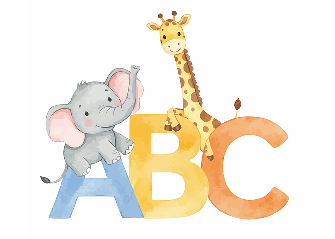 Elephant, Giraffe, and ABC Letters