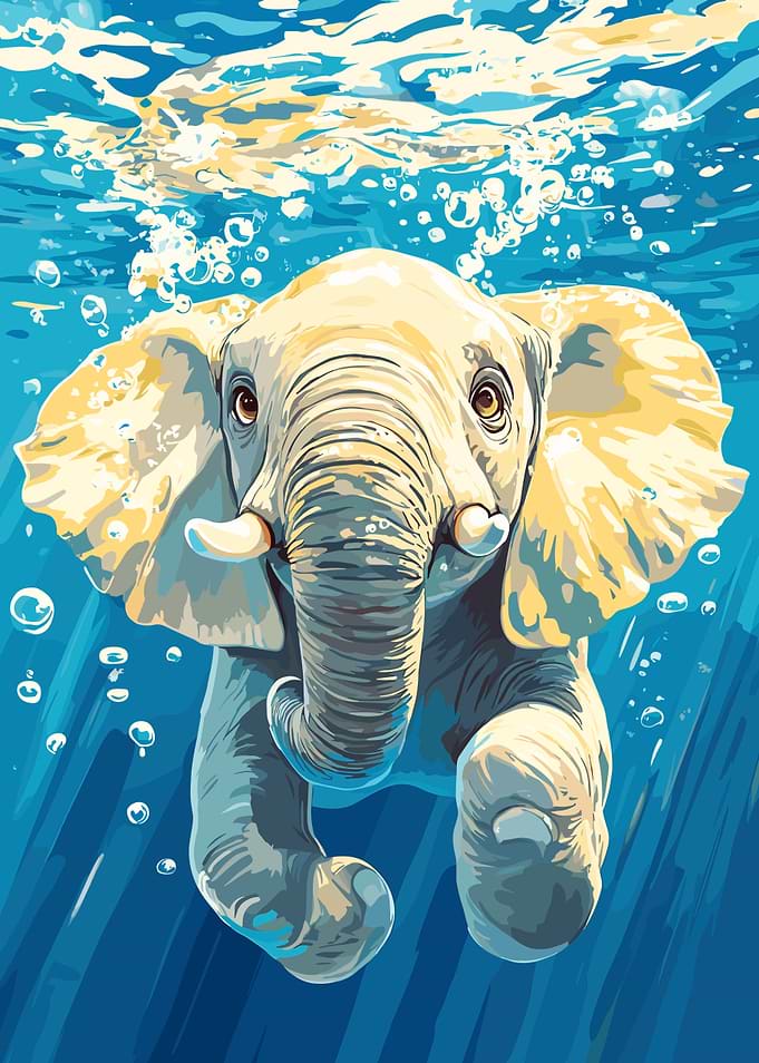 Underwater Elephant Illustration