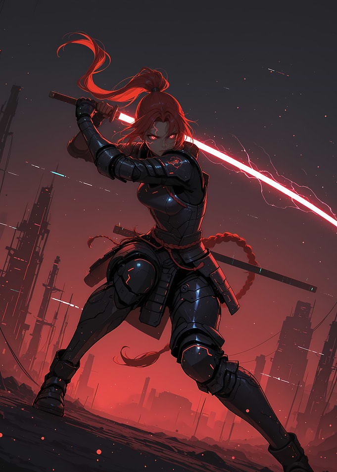 Cyberpunk Warrior with Energy Blade