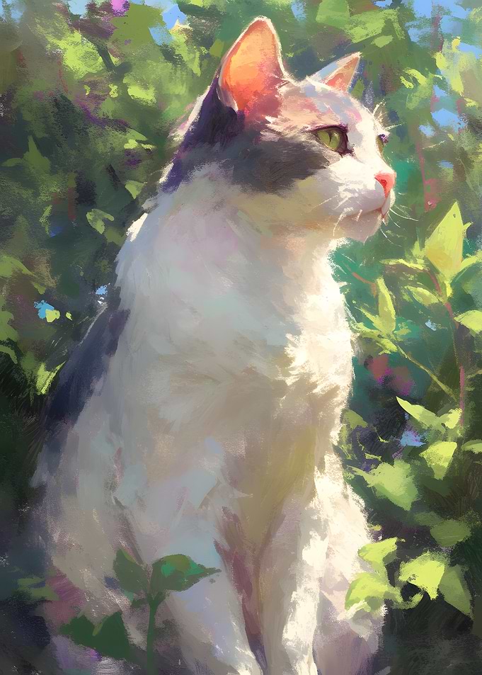 Cat in Garden Painting