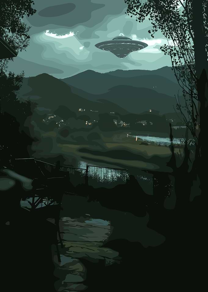 UFO over Mountain Landscape