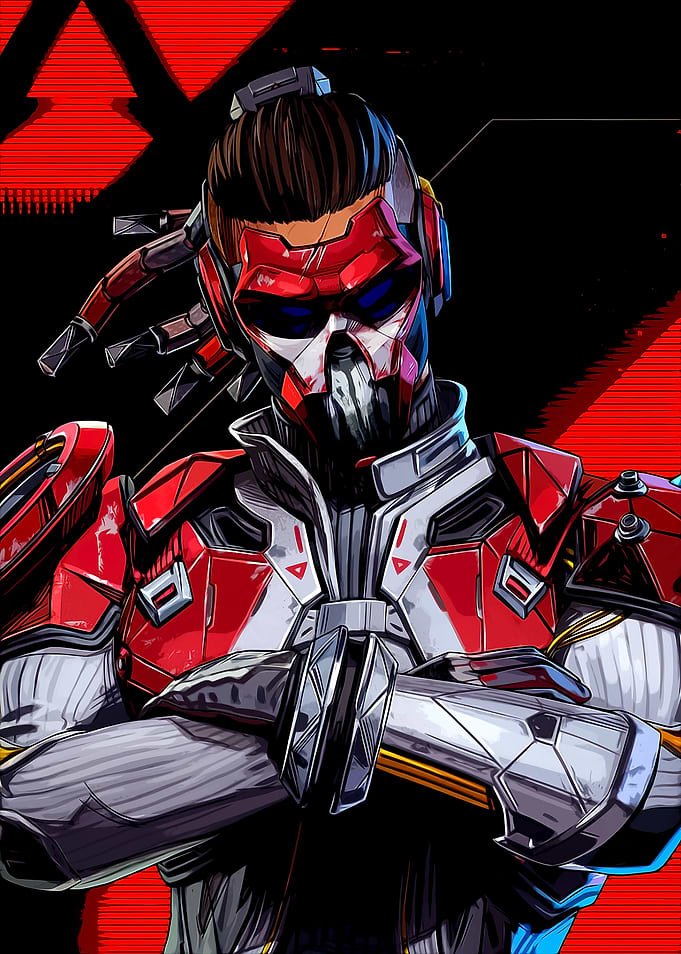 Cyberpunk Character Portrait with Red Mask