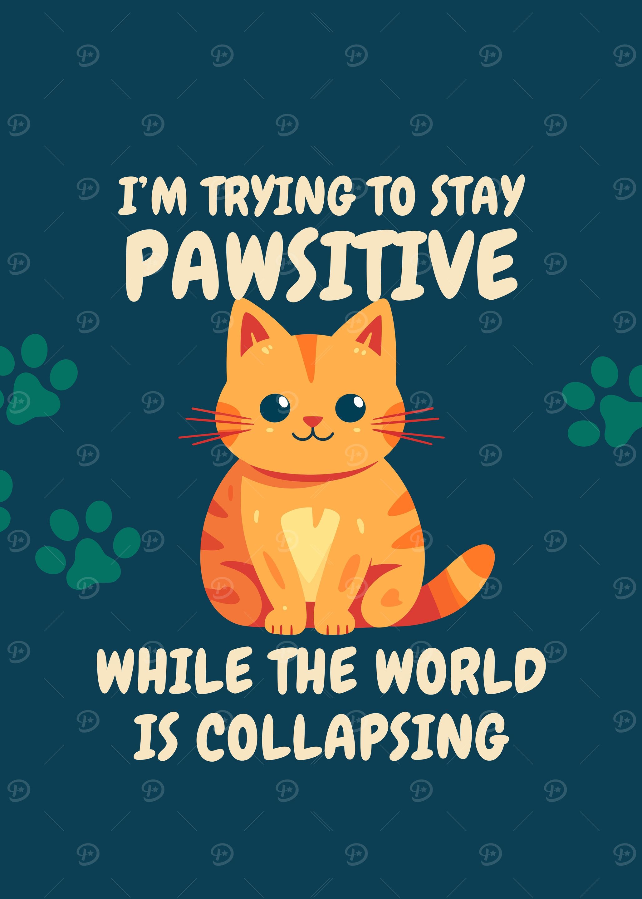 Pawsitive Cat Cartoon