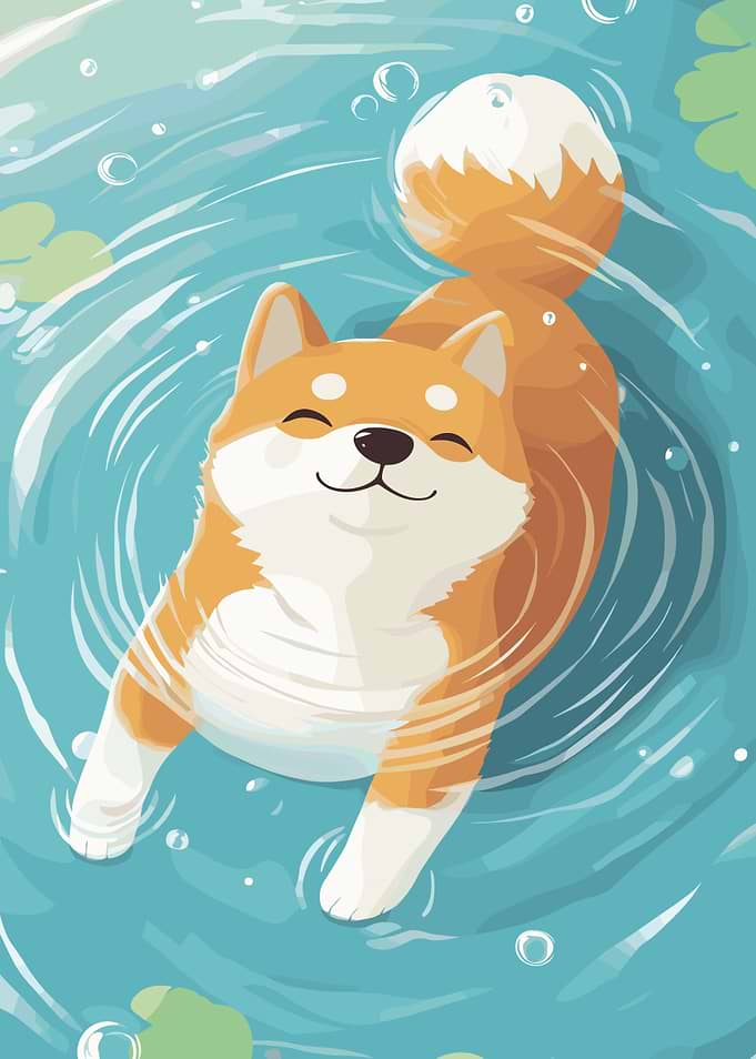 Shiba Inu Swimming