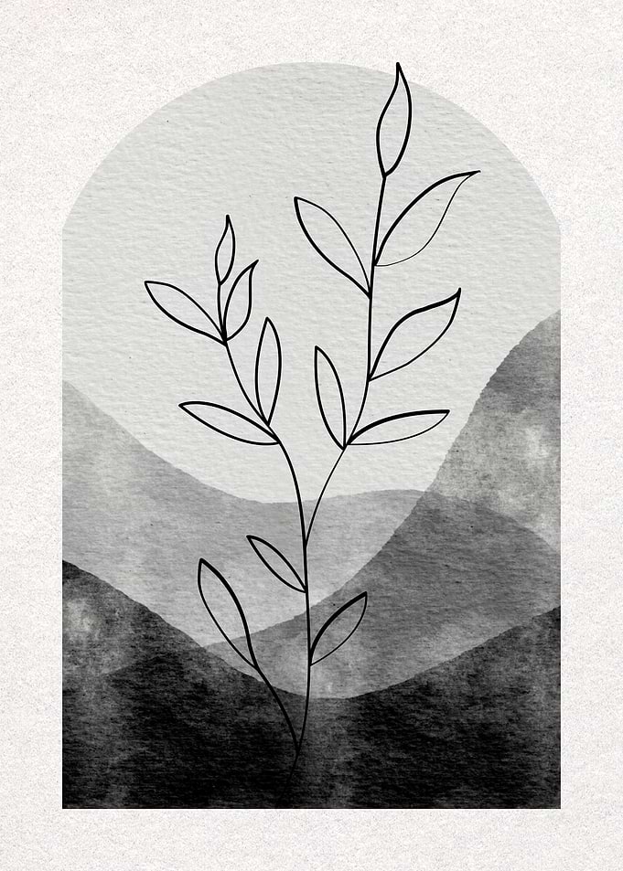 Minimalist Plant Line Art Landscape