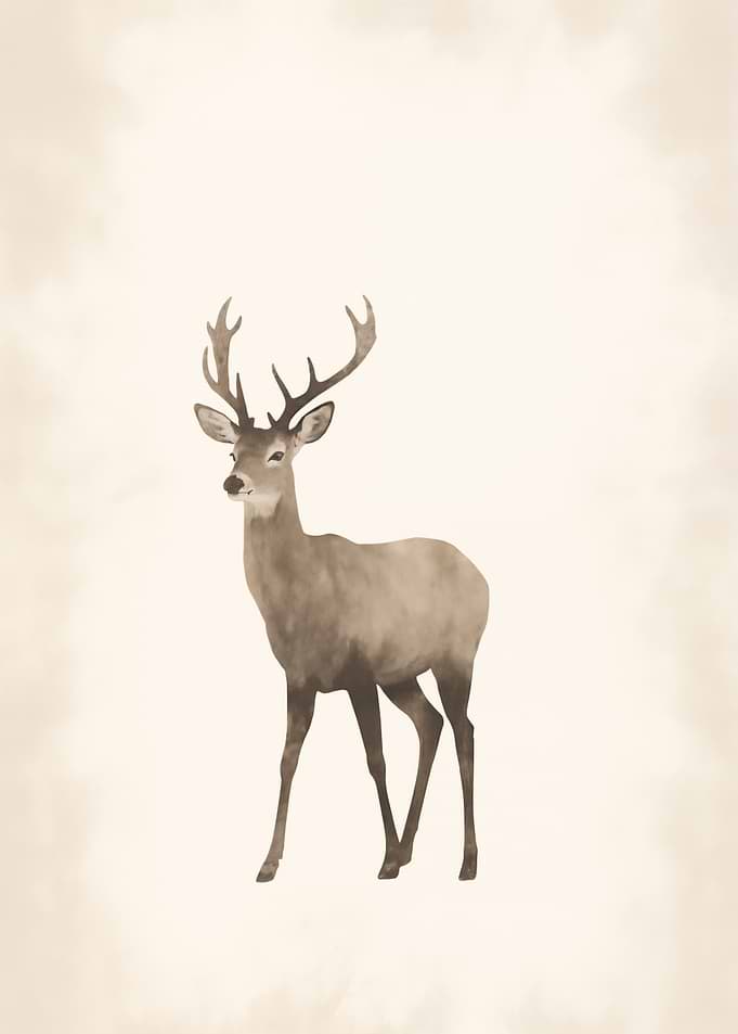 Watercolor Deer Vintage