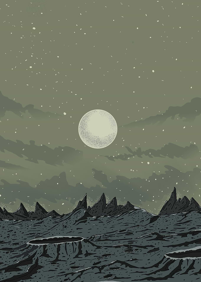 Lunar Landscape with Full Moon