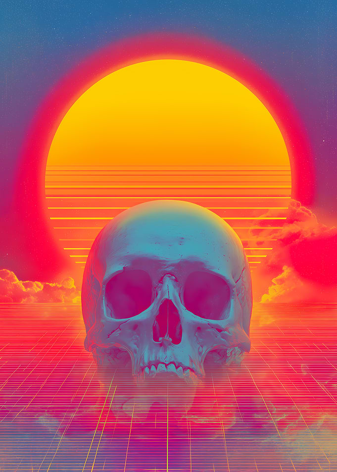 Synthwave Skull with Sunset