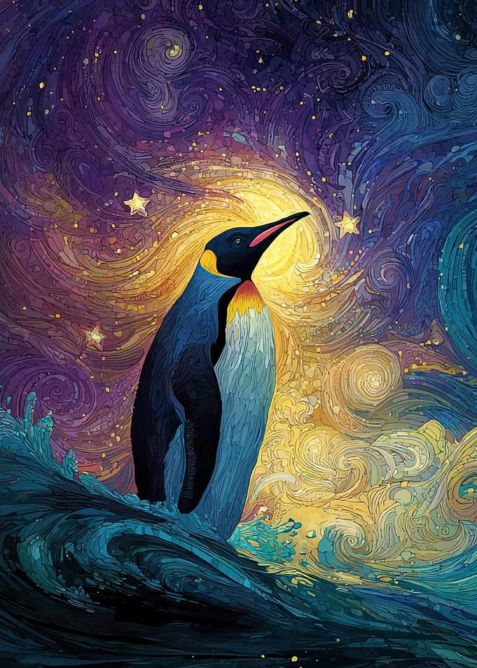 Penguin Starry Night