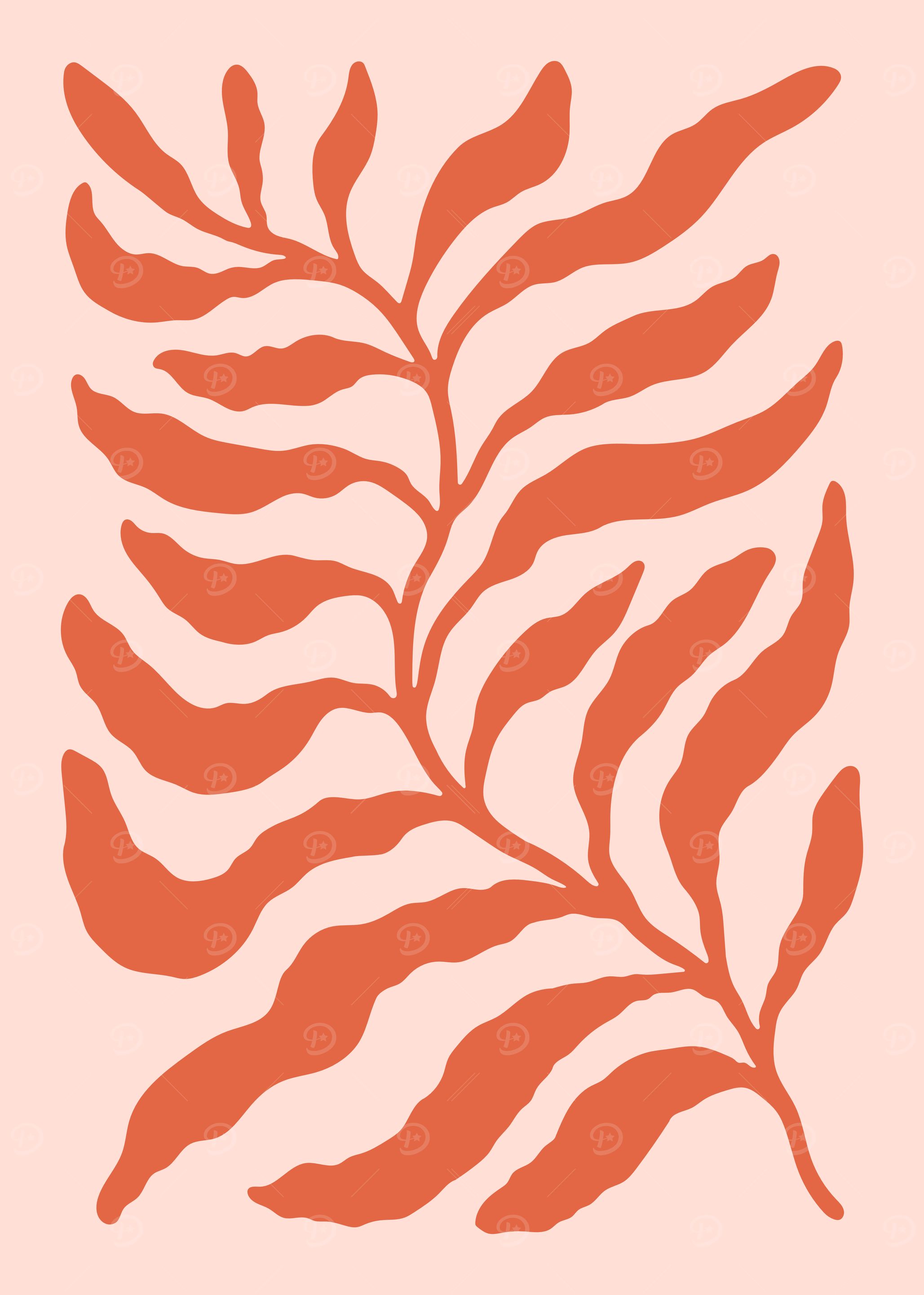 Abstract Coral Branch on Pink Background