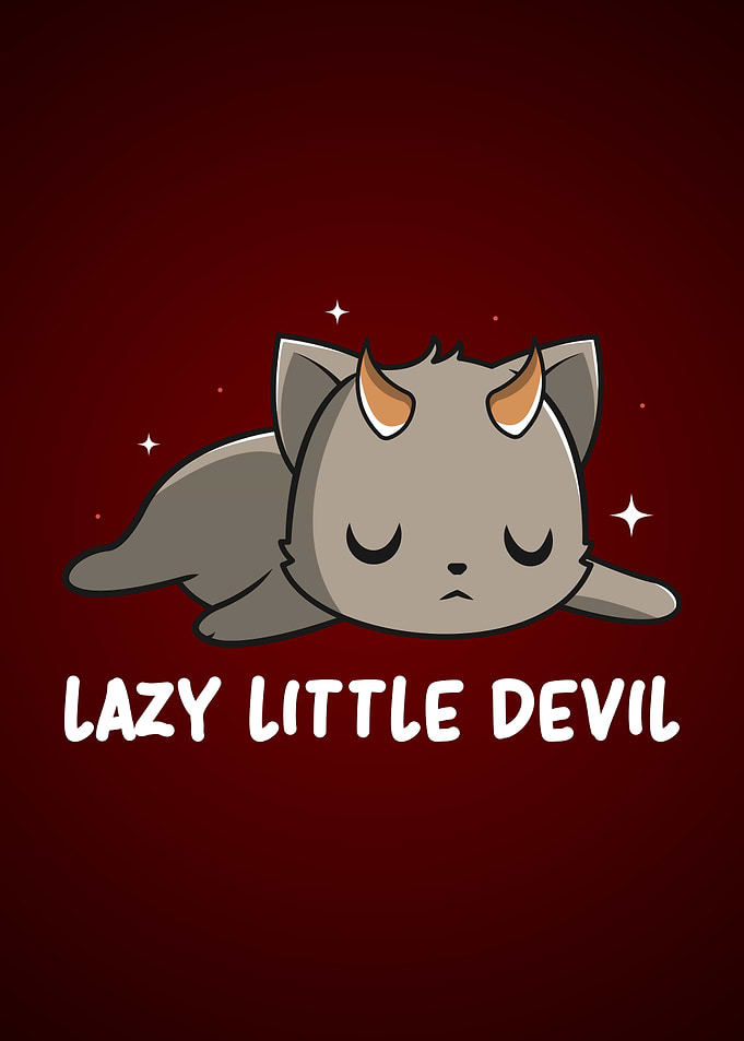 Lazy Devil Cat Nap Cute Kitten Procrastination