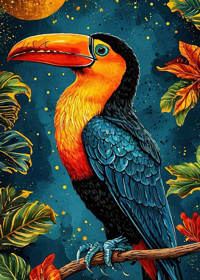 Colorful Toucan Perched Branch