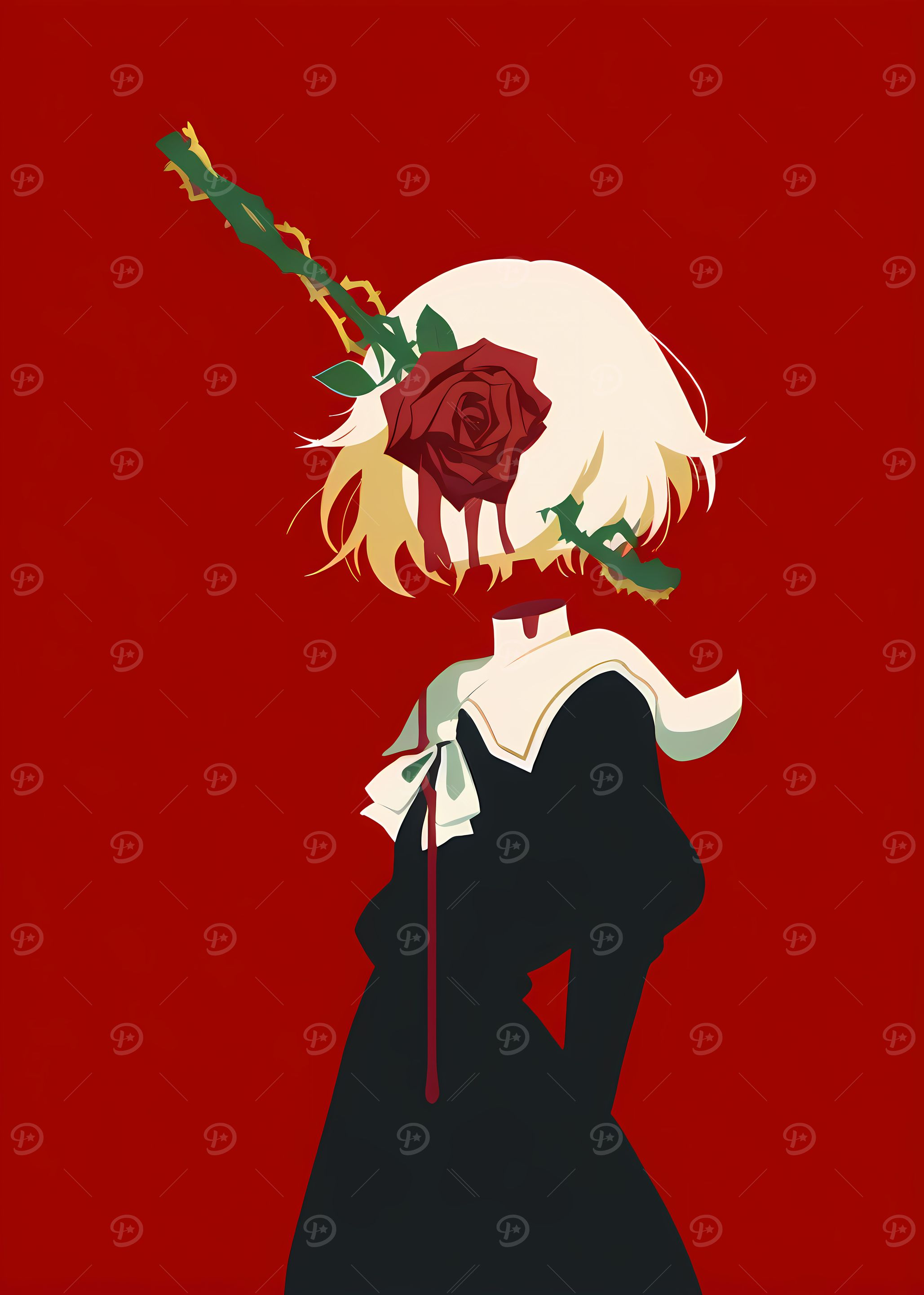 Decapitated Girl with Rose and Thorns