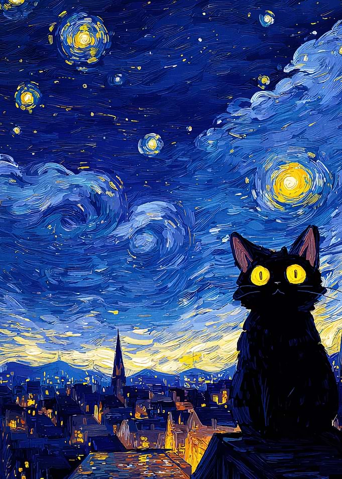 Starry Night Cat