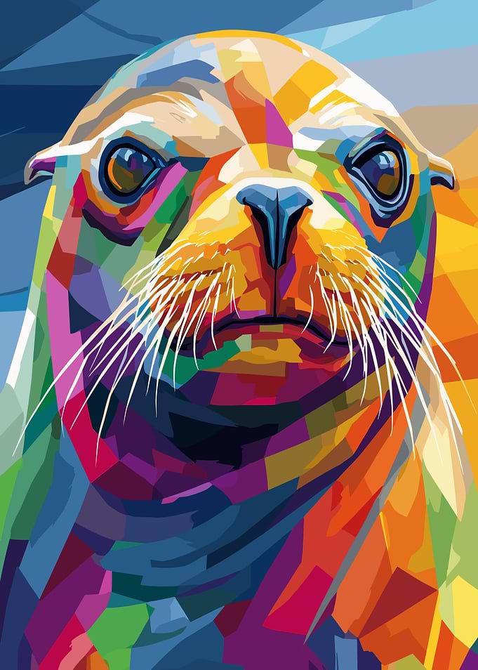 Colorful Sea Lion Portrait