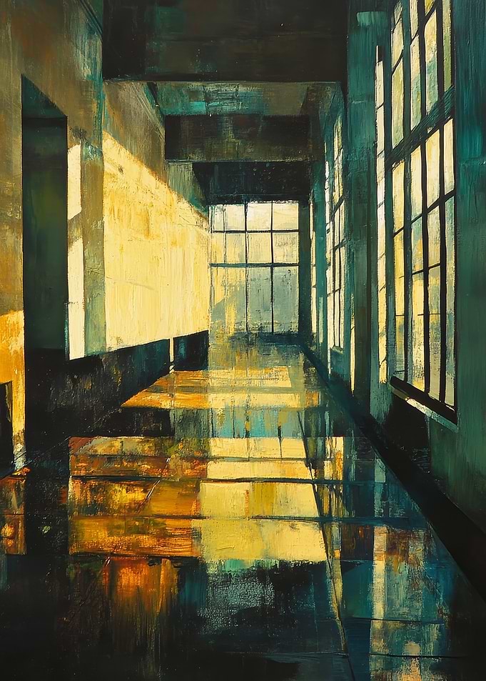 Hallway Painting with Light and Shadow