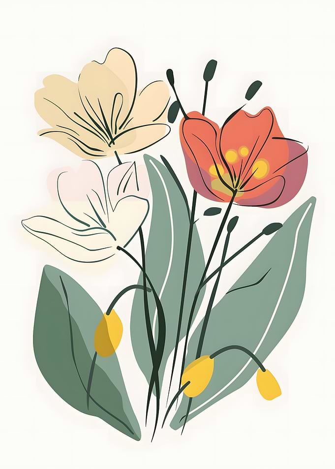 Floral Illustration with Abstract Style