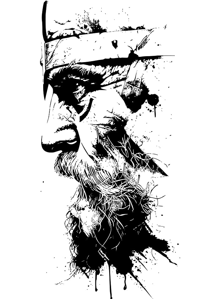 Monochrome Portrait with Ink Splatter Effect