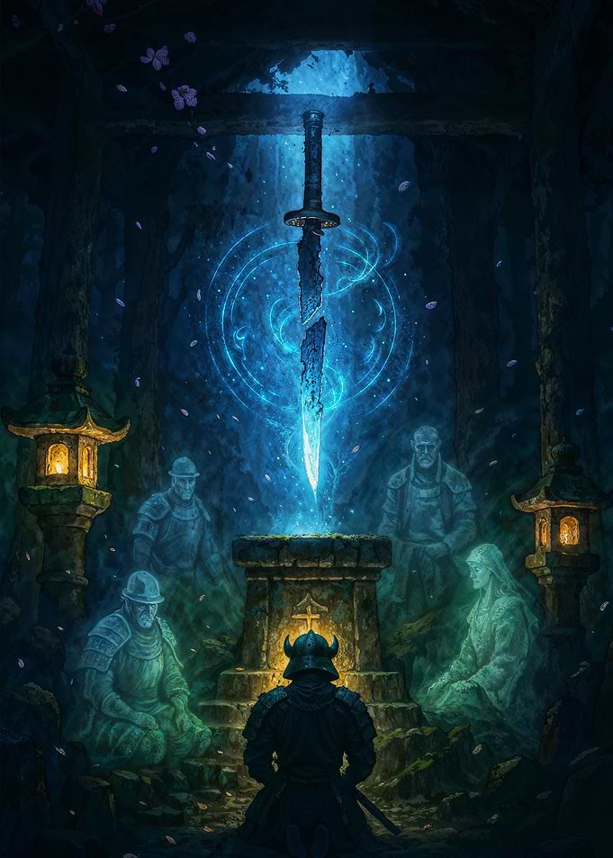 Mystical Sword Ghost Shrine with Samurai