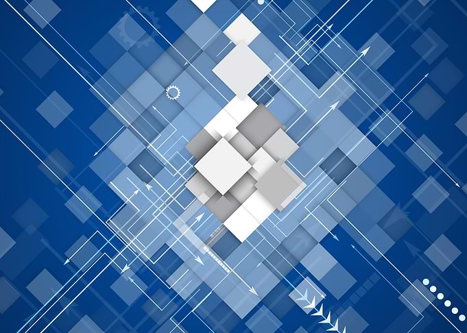 Abstract Blue and White Geometric Design