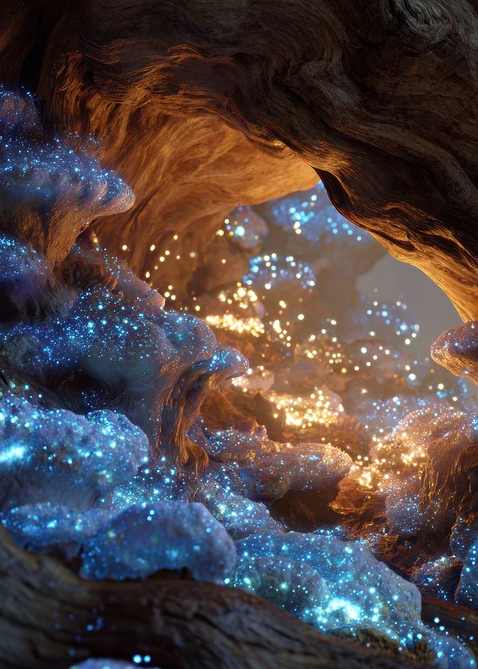 Glowing Cave Interior
