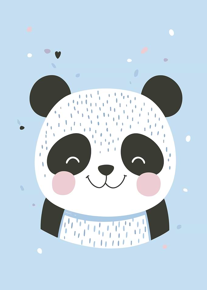 Cute Panda Illustration on Blue Background