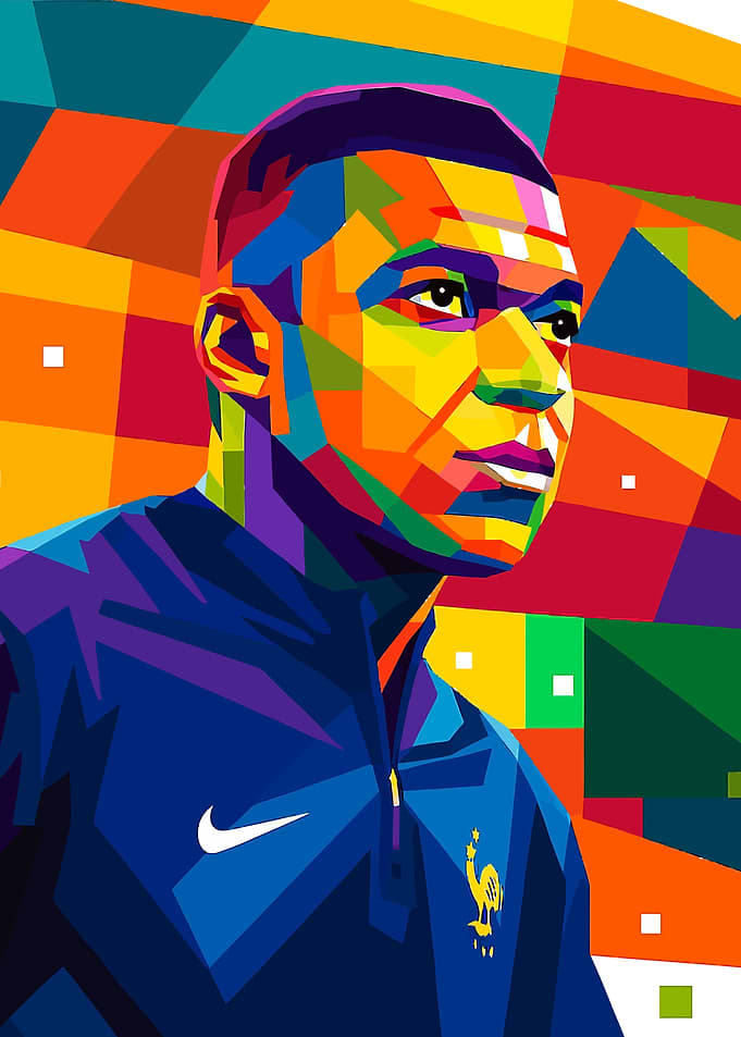 Kylian Mbappé Colorful Portrait