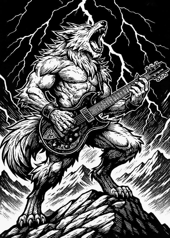 Werewolf Guitarist in Storm