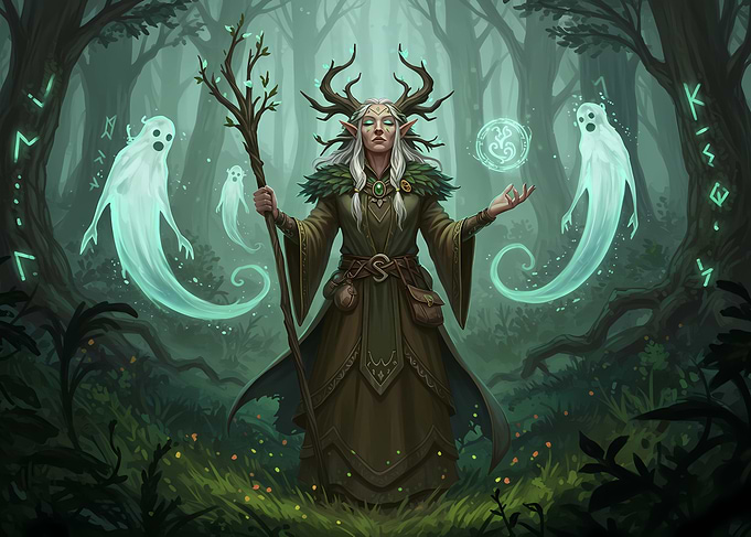 Forest Witch with Ghosts