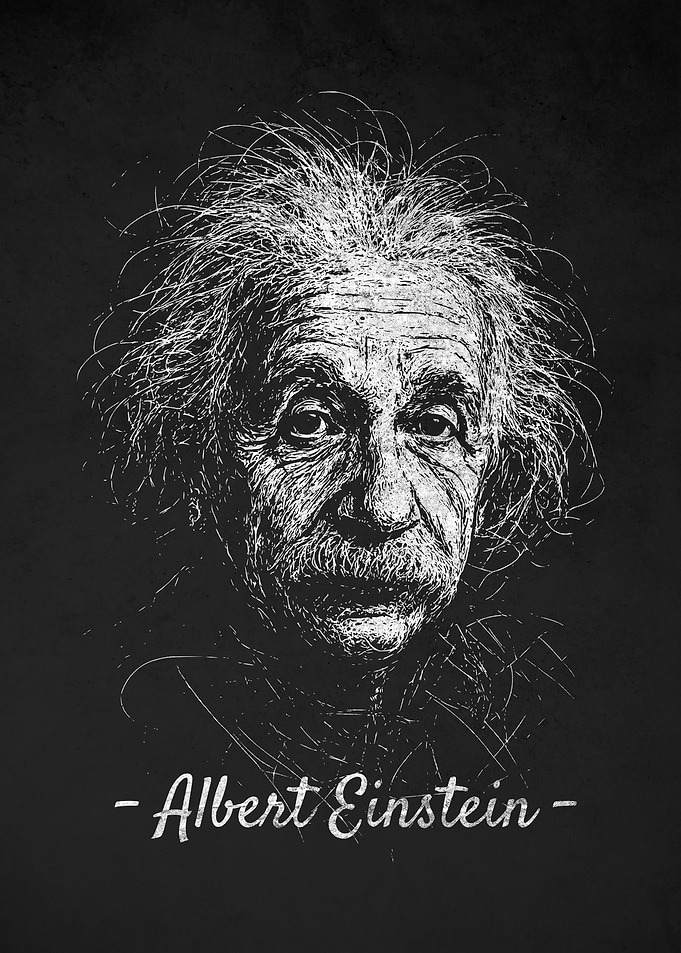 Albert Einstein Face Portrait Scribble Art